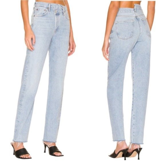 Agolde Denim - AGOLDE Crisscross Straight High Rise Denim Button Fly Jeans Size 28 NWT